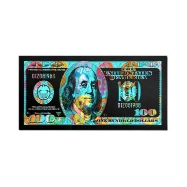 Imagem de Pintura Em Tela Moderna Abstrata De Notas De Cem Dólares, Decoração De