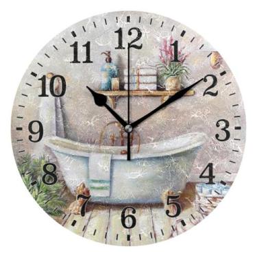 Imagem de Relógio de parede JUNZAN Silent 25x25x0,5 cm de plástico para banheiro