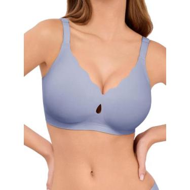 Imagem de Sutiã LUCKMEEY No Underwire Push Up Wireless com cobertura total azul