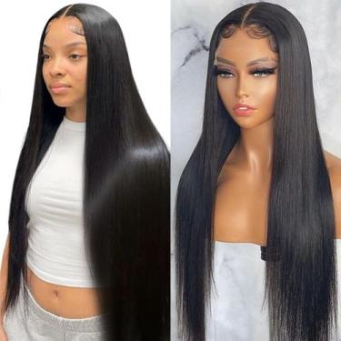 Imagem de Peruca frontal de renda BungiOl Straight Human Hair 180% de densidade