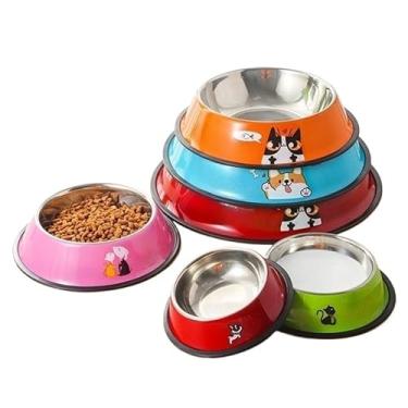Imagem de Pet Comedouro e Bebedouro inox Para Cão E Gato Tigelas Inox Coloridas antiderrapante(Vermelho,L 26 * 5.5 * 18,5cm)