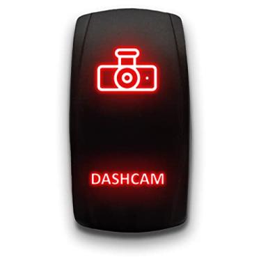 Imagem de DASHCAM - Vermelho - Interruptor de alternância gravado a laser 20A 12V - Interruptor basculante vertical DPST de 5 pinos