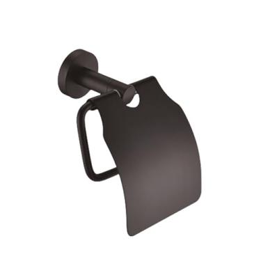 Imagem de Toalheiro de aço inoxidável preto fosco para parede, toalheiro, saboneteira, suporte para papel higiênico, ganchos para toalhas, acessórios de banheiro opcionais, suporte para papel em formato de con