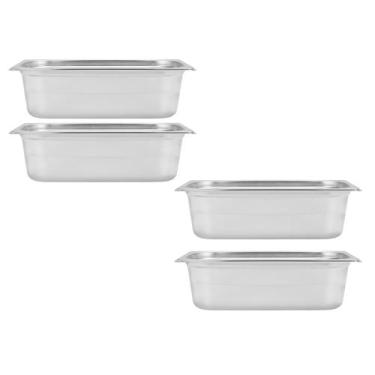 Imagem de Kit Quatro Cubas Gastronomica Padrão Gn 1/3 100mm Inox sem Alça Weck