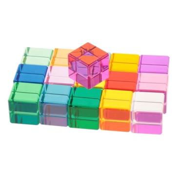 Imagem de Esquirla Blocos de empilhamento de acrílico translúcidos sensoriais para aprendizagem pré-escolar, empilhador arco-íris, brinquedos educativos, para crianças,