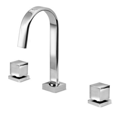 Imagem de Torneira Misturador de Banheiro Mesa Quadrado Luxo Metal Cromado 1/4 d