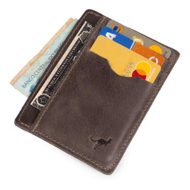 Imagem de Carteira Porta Cartão Para Rg,cédulas,cartões Couro Legítimo(Marrom-escuro)