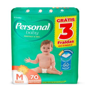 Imagem de Fralda Personal Baby Protect & Sec Tamanho M Leve 70 Pague 67 Fraldas Descartáveis