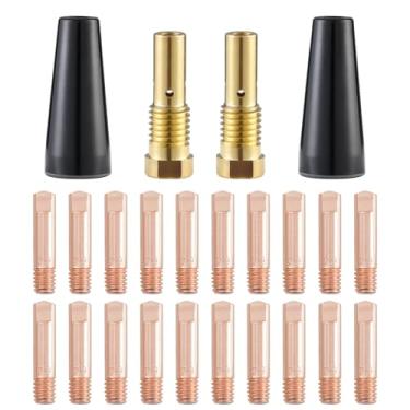 Imagem de Welding Knight Kit de pistola de solda MIG K3493-1 de 24 peças de pontas de bocal sem gás com núcleo de fluxo compatível com Lincoln FC90/80GL Forney Titanium 0,035" (0,9 mm) Kit