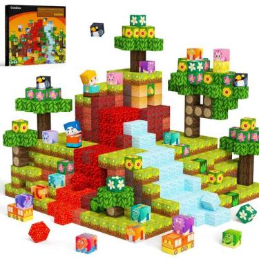 Imagem de Blocos de construção magnéticos GoBidex Volcano Dinosaur 100 unidades