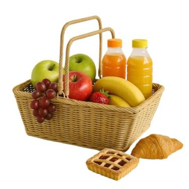 Imagem de Cesta de Piquenique Grande Tipo Bambu - Para Parque, Passeio e Guardar Frutas