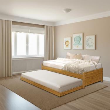 Imagem de Bicama Bibox Solteiro Infantil Madeira Maciça Gabrieli Imbuia