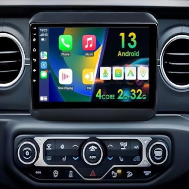Imagem de Rádio estéreo para carro Android 13 de 9 polegadas para Jeep Wrangler JL 2018 2019, 2+32G Wireless Carplay Android Auto Wrangler JL Head Unit Touch Screen Car GPS Navi Player WiFi AHD Câmera de backup