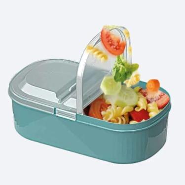 Imagem de Marmita Fit 650ml com 2 Divisórias – Pote de Plástico para Refeições, Lanches e Saladas – Prática, Reutilizável e Ideal para Dieta, Academia, Trabalho e Escola ou Faculdade (Verde)