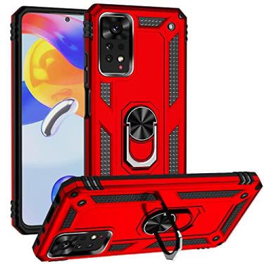 Imagem de SORAKA Capa para Xiaomi Redmi Note 11 Pro com suporte de anel invisível e placa de metal para montagem magnética em carro Capa rígida para PC Capa Xiaomi Redmi Note 11 Pro 5G Capa