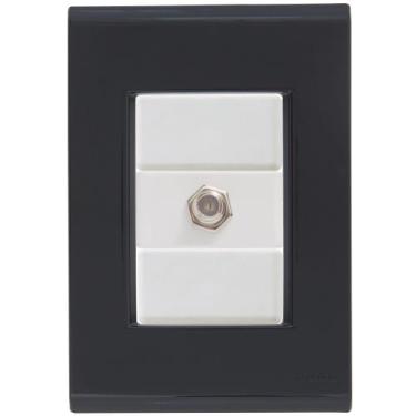 Imagem de Cj Tomada conexão TV SAT Coaxial Liz Grafite Tramontina completo pront