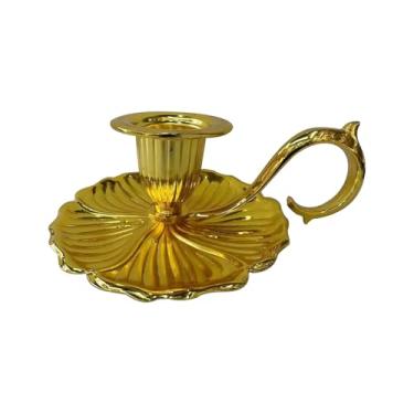 Imagem de Castiçal vintage de metal destacável com alça castiçal à prova de ferrugem para decoração de casa de casamento de Natal (1, dourado)