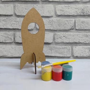 Imagem de Kit Flor em MDF Cru com Pincel e 6 Tintas Presente Infantil