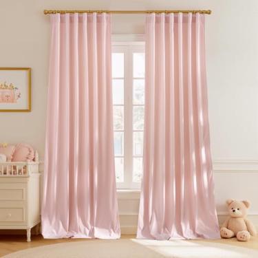 Imagem de StangH Cortinas de veludo rosa bebê 213 cm, cortinas de escurecimento de quarto luxuosas para quarto, sala de estar, cortinas de janela macias com isolamento térmico com bolso para varão e aba