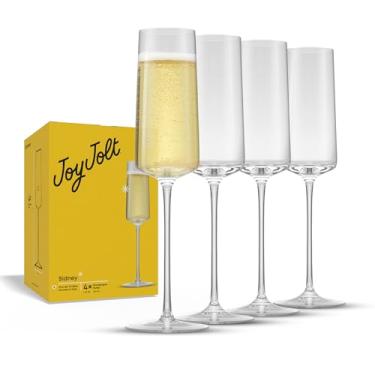 Imagem de JoyJolt Conjunto de 4 taças de champanhe Sidney Stemmed | Taças de champanhe modernas de 200 ml para Prosecco, rosa, vinho espumante, mimosa, presentes de anfitrião de lista de presentes de casamento
