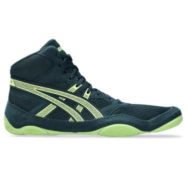 Imagem de ASICS Tênis de luta livre masculino Snapdown 4, Azul-petróleo tranquilo/amarelo lúcido, 45
