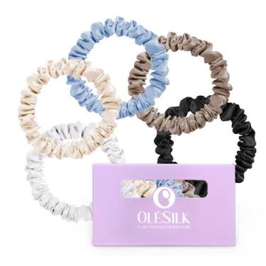 Imagem de Laços de cabelo de seda OLESILK 100% Mulberry Skinny Silk Scrunchies