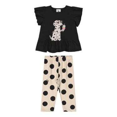 Imagem de Conjunto Blusa e Legging Bebê Menina Quimby, Preto, 1