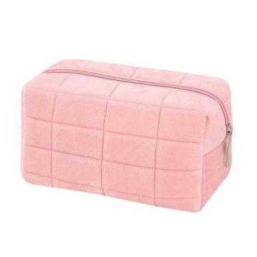 Imagem de Bolsa de maquiagem HABUAETY Small Plush Material Y2k Checkered