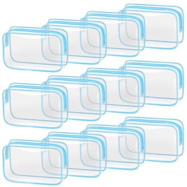 Imagem de Bolsa de maquiagem TISRATOK Clear, 12 peças para mulheres, azul de via
