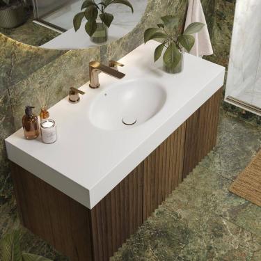 Imagem de Bancada Banheiro Com Cuba Esculpida Oval Oasis 100 Cm