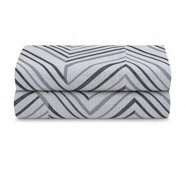 Imagem de Lençol De Cima Avulso Luar Estampado Casal 01 Peça Malha 100% Algodão - Cinza Geométrico