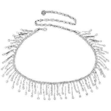 Imagem de KIIFENG Elegante corrente de cintura de metal delicada com franja cinto para banquetes vestido feminino boate praia corpo corrente de cintura