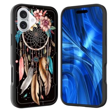 Imagem de JHYYTUJTYP Capa para iPhone 17, [Teste de queda de grau militar] Capa protetora resistente à prova de choque resistente para iPhone 17 6,3 polegadas 2025, flor apanhadora de sonhos