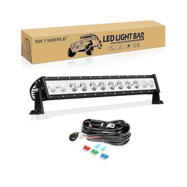 Imagem de SKYWORLD Barra de luz LED de 61 cm 60 W com feixe combinado de iluminação para carro, fileira única de luzes de condução off-road IP67 para caminhões, quadriciclos, barcos UTV (branco 6000K), inclui
