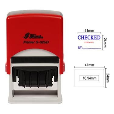 Imagem de Carimbo de data brilhante com autotinta verificada por carimbo de borracha de papelaria de texto Ofiice S-826D