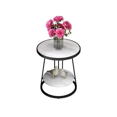 Imagem de Mesa de centro de design simples moderna mármore varanda redonda pequena mesa de centro sofá mesa lateral armário pequeno mesa de canto luz luxuosa sala de estar mesa de canto mesa de canto
