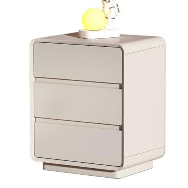 Imagem de Mesa de cabeceira cáqui com três gavetas, mesa de cabeceira para família, sala de estar, quarto, escritório, armário de armazenamento pequeno, mesa de cabeceira de madeira (GG)