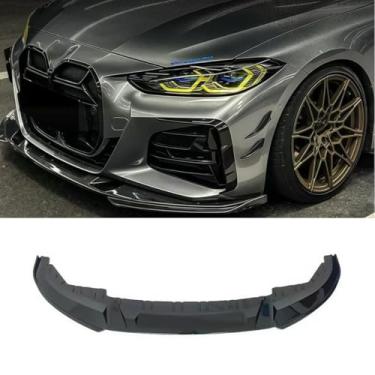 Imagem de Spoiler do para-choque dianteiro do carro peça de modificação do difusor de lábios compatível com 4 séries G26 4 portas 2021-2025 capa de proteção de para-choque acessórios para carro (preto brilhante