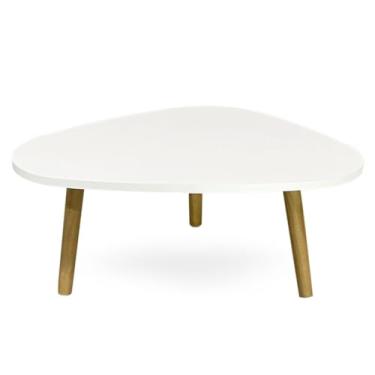 Imagem de Mesa de Centro Orgânica Moderna Para Sala Pés Madeira(Branco)