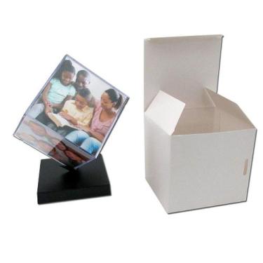 Imagem de Cubo Giratório para 6 Fotos - Transparente e Preto - Porta Retrato - n