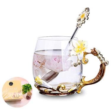 Imagem de Xícara de chá, presentes de dia das mães, xícaras de caneca de café, xícara de chá de vidro de flor de lírio, ideias de presente de aniversário personalizadas exclusivas para mulheres avó mãe