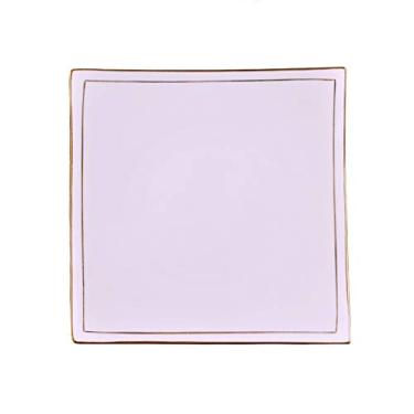 Imagem de Prato de serviço para uso familiar, prato de jantar quadrado, prato de servir com acabamento dourado para catering, bife avançado, macarrão, prato de salada, 20 cm, 4 peças de pratos