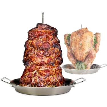 Imagem de Supersize 12" Al Pastor Skewer for Grill - Vertical Skewer Hack Tacos Al Pastor Kit Includes 7" Stainless Stick, 4" Extension Spikes - BBQ Stacker Stand works for Shawarma, Whole Chicken, Kebabs