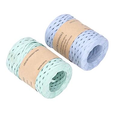 Imagem de Generic Fio de Ráfia, Material de Papel de Fita de Ráfia de Duas Cores Degradável para Bolsa para Chapéu para crochê para tricô