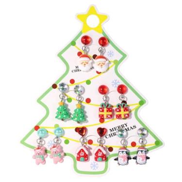 Imagem de PinkSheep Brincos de Natal com clipe para meninas, brincos de arco-íris brilhantes para crianças, one size, Liga de aço, Sem pedra preciosa