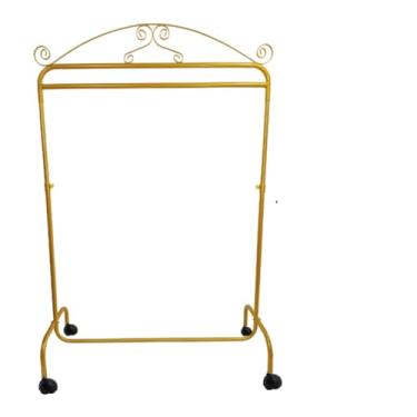 Imagem de Arara Desfile Vintage Com Rodinhas 1,00m Para equipar sua loja ou seu closet (DOURADA)