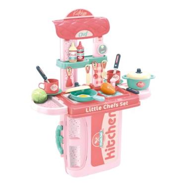 Imagem de Kit Cozinha Infantil Brinquedo Menina Menino Maleta Completa 18 Peças Com Acessórios Panelinhas Talheres Comidinhas