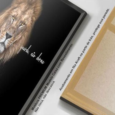 Imagem de Quadro com Moldura e Acrilico Cristal Vidro Sala Quarto Leão Aquele que te Guarda Salmos Decorativo Horizontal Grande Hall