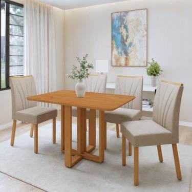 Imagem de Conjunto Sala de Jantar 4 Lugares Retangular Tampo MDF Mesa Bold com C