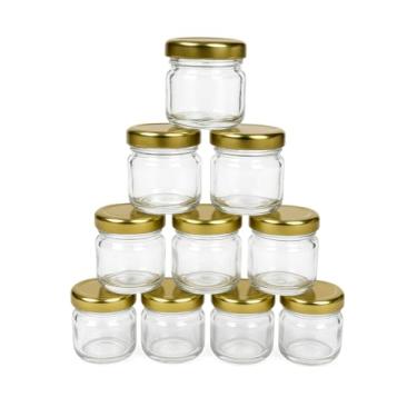 Imagem de Kit 30 Potinhos de Vidro 40ml com Tampa Dourada para Geleia, Papinha e Lembrancinhas – Potes Reutilizáveis Decorativos para Festas, Casamentos e Chá de Bebê